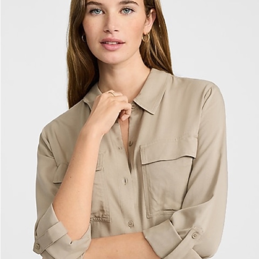 2/$10 • Express Fuchsia Portofino Button Down Blouse - Size: Small - Picture 9 of 9